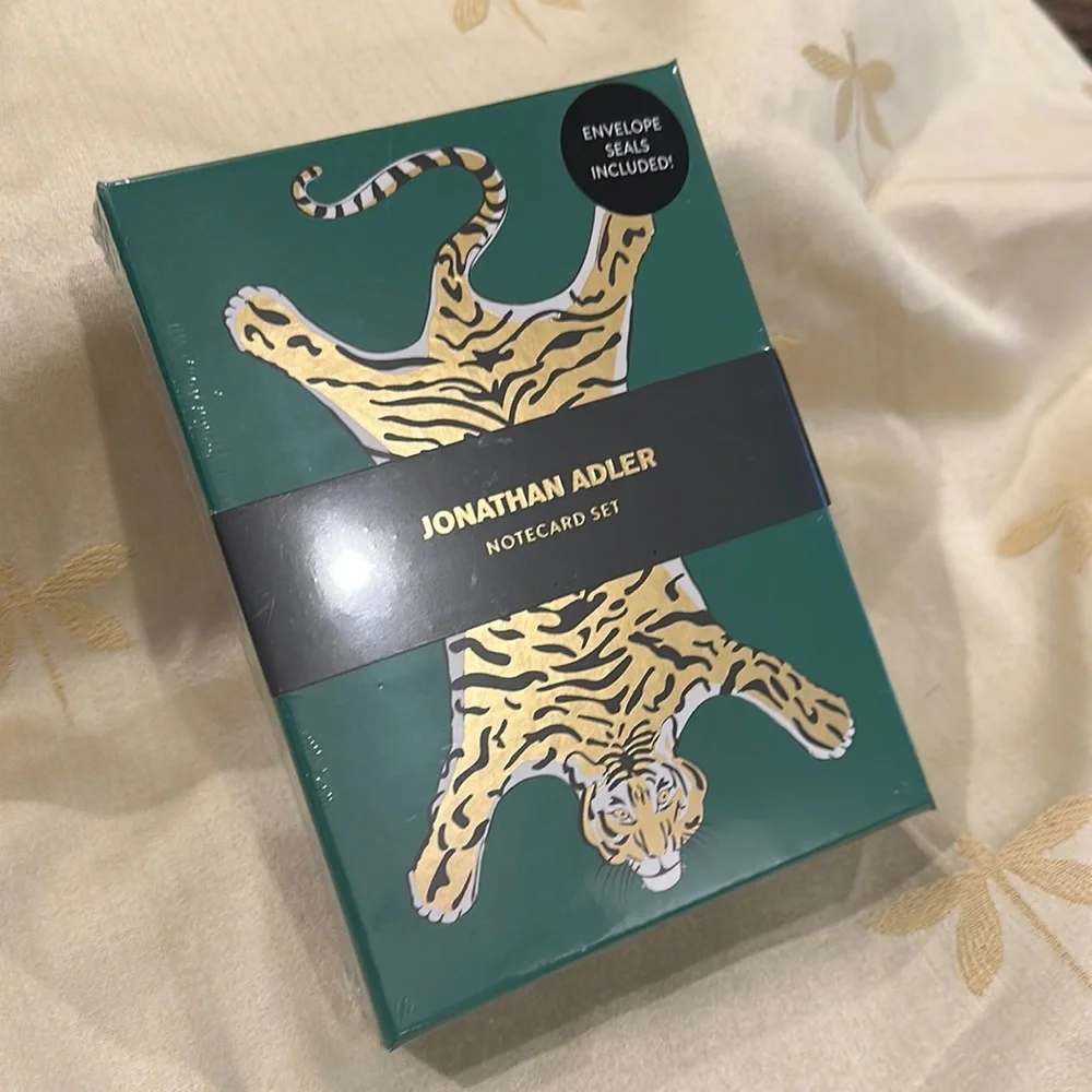 Jonathan Adler Atlas & Animals Boxed Metallic Notecards / Stationary. Set of 12.